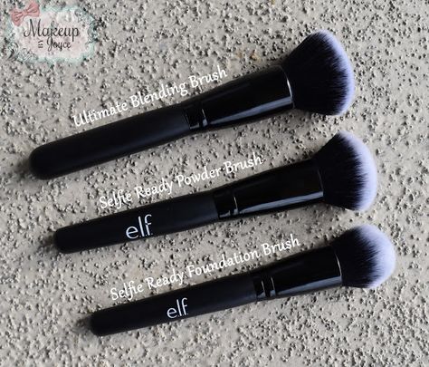 ELF Ultimate Blending brush, Selfie Ready Powder brush and Selfie Ready Foundation brush ($6 each) Elf Selfie, Elf Powder, Elf Products, Makeup Favorites, Elf Cosmetics, Blending Brush, Favorite Makeup Products, Elf Makeup, High End Makeup