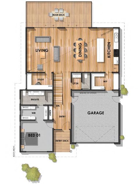 Ryrie 33 Sloping Block Design - Hamptons Style by Pivot Homes Small Split Level House, Slope House Plans, Slope House Design, Split Level House Plans, Land House, Sloping Lot House Plan, Duplex Floor Plans, Slope House, Small Floor Plans