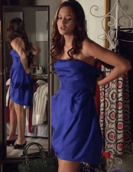 Blair Waldorf Blue Dress, Blair Waldorf Dress, Blair Outfits, Mode Gossip Girl, Blair Waldorf Aesthetic, Blair Waldorf Outfits, Yellow Strapless Dress, Blair Waldorf Gossip Girl, Gossip Girl Style