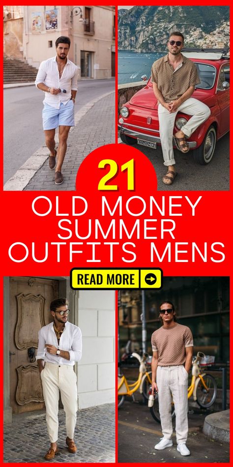 Explore Old Money men's styles for summer - class and comfort Men’s Old Money Style Summer, Men Summer Outfit Aesthetic Old Money, Italy Mens Fashion, Old Money Outfits Men Summer, Summer Wedding Outfit Men, Old Money Summer Outfits Men, Look Old Money, Old Money Summer Outfits, Aesthetic Man