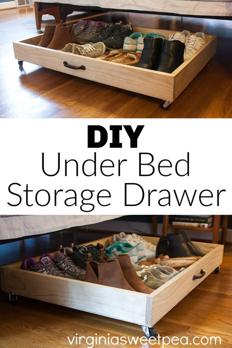 Diy Under Bed Storage, Diy Storage Drawers, Drawer Diy, Under Bed Shoe Storage, Drawer Bed, Diy Storage Bed, Under Bed Drawers, Tiny Bedrooms, Diy Drawers