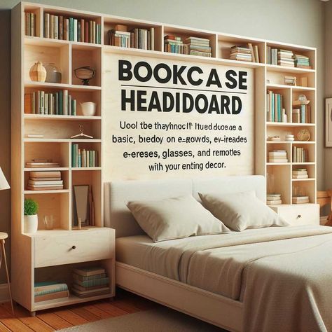 15 Cool Ideas To Use Space Behind The Bed » HomeDecorFull Bedroom Woodwork Designs, Built In Bed Headboard, Built In Book Shelves Bedroom, Headboard With Cabinets, Billy Bookcase Headboard, Bookcase Over Bed, Over The Bed Bookshelves, Bedroom Wall Unit Ideas, Bed Surrounded By Wardrobe