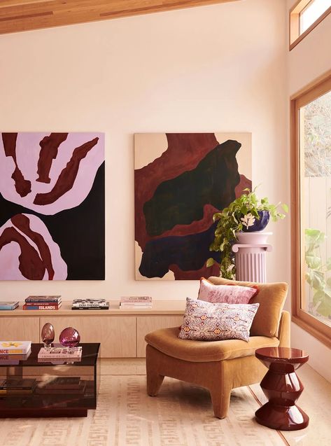 Fenton And Fenton Living Rooms, Oversized Modern Art, Anthroliving Living Room, Abstract Painting In Living Room, Dutch Home Decor, Fenton And Fenton, Paintings In Living Room, Big Art Pieces Living Room, Statement Art Living Room