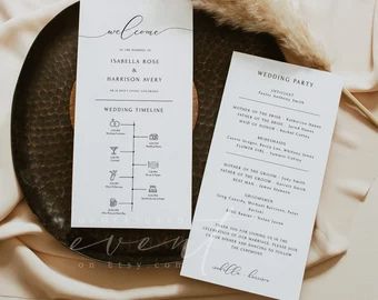 Wedding Reception Order Of Events, Wedding Order Of Events Card, Reception Order Of Events, Wedding Program Ideas Order Of Service, Order Of Service Booklet, Newspaper Wedding Programs, Wedding Timeline Template, Printable Programs, Wedding Infographic