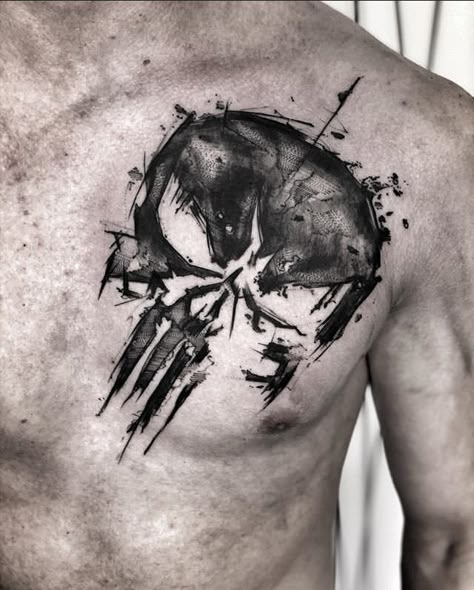 Punisher Tattoo For Men, The Punisher Tattoo, Tattoo Ideas Y2k, Punisher Skull Tattoo, Punisher Tattoo, Military Tattoo, Skull Hand Tattoo, Patriotic Tattoos, Crazy Tattoos