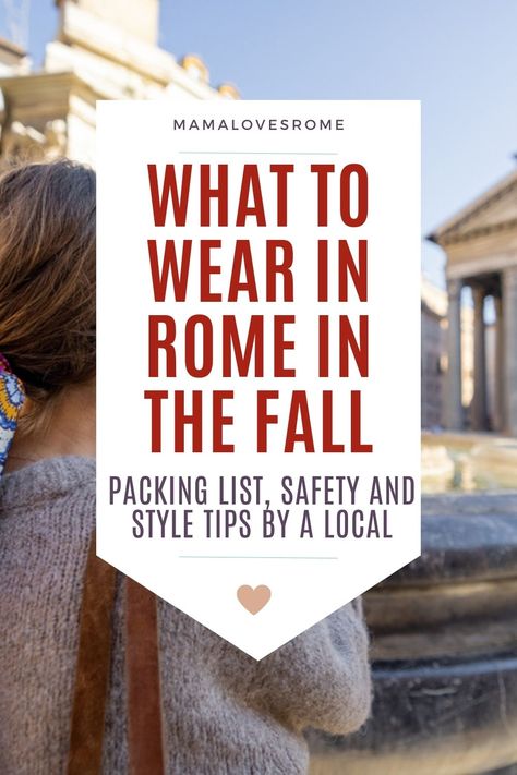 A handy packing list for Rome in the fall season and tips from a local to stay safe, comfortable and appropriate in Rome Rome Packing List Fall, Travel To Italy Outfits Fall, Clothes For Italy In November, Rome In The Fall, Packing For Italy In November, What To Pack For Italy In November, Rome In January Outfits, What To Wear In Rome In April, Rome In December Outfits