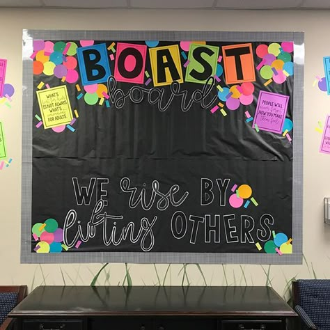 Boast board is up!  How fun is this?!?!  #Regram via @thefirstgradeparade Shout Out Board, Recognition Board, Staff Bulletin Boards, Employee Appreciation Board, Office Bulletin Boards, First Grade Parade, Teacher Morale, Work Bulletin Boards, Sunshine Committee