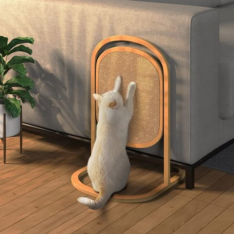 Modern Cat Scratching Post, Cat Scratcher For Couch, Cat Scratcher Couch, Subtle Cat Furniture, Cute Cat Scratcher, Aesthetic Cat Scratcher, Cat Scratching Post Aesthetic, Modern Cat Scratcher, Chic Cat Furniture