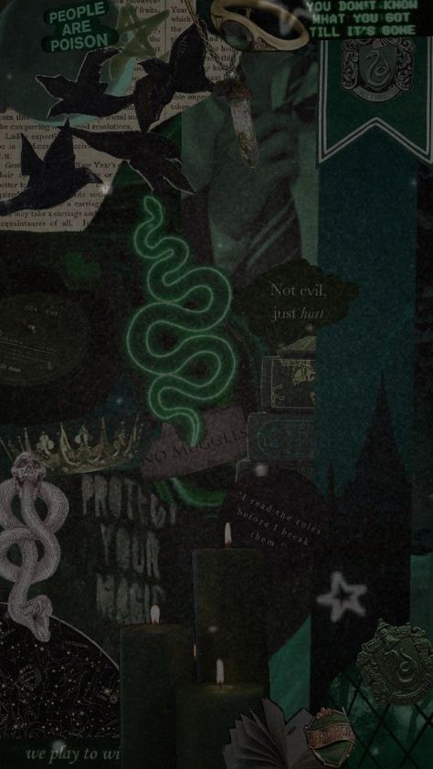 Slytherin/ dark green #aesthetic #wallpaper #green #harrypotter #slytherin #darkgreen #vintage #music #fyp #preppy Dark Green Aesthetic Phone Wallpaper, Dark Green Aesthetic Poster, Creepy Green Wallpaper, Dark Green Atheistic, Dark Green Themed Wallpaper, Green Spooky Wallpaper, Slytherin Christmas Wallpaper, Dark Green Collage Wallpaper, Green Goth Wallpaper