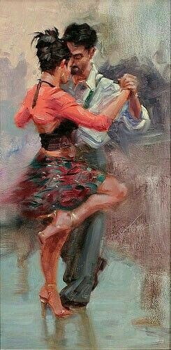 Man And Woman Dancing, Art Tango, Tango Art, Dancing Art, Woman Dancing, Latin Dancing, Dance Paintings, Salsa Dance, Tango Dance