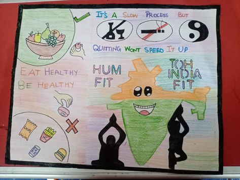 Healthy India Poster Drawing, Fit India Poster, Fit India Poster Drawing, India Poster Drawing, Word Art Drawings, India Drawing, India Poster, Birthday Greetings Friend, Happy Birthday Greetings Friends