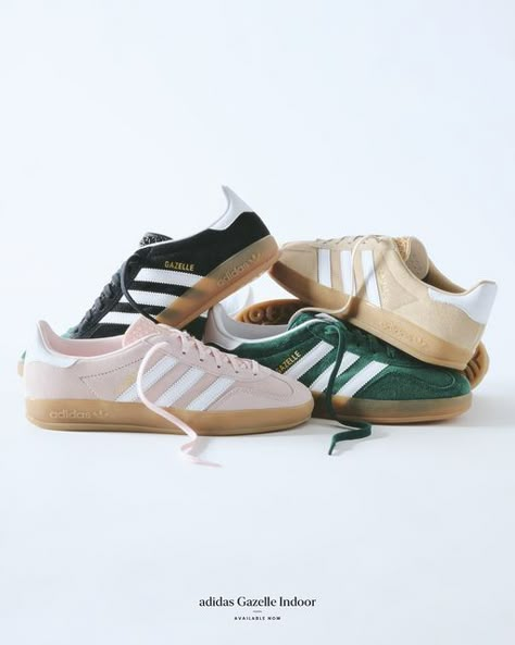 Kith & Kin on Instagram: "adidas Gazelle Indoor. Available now at Kith shops, Kith.com, & the Kith App." Adidas Shoes Photography, Sneakers Photoshoot, Shoes Photography Ideas, Shoe Photoshoot, Still Life Shoes, Sneakers Instagram, Sneaker Photography, Product Editorial, Ig Store