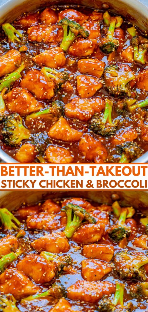 Better-Than-Takeout Sticky Chicken and Broccoli Sticky Chicken Recipe, Sticky Sauce, Mall Food Court, Garlic Sauce Recipe, Moist Chicken, Chicken Skillet Recipes, Sticky Chicken, Chicken And Broccoli, Asian Chicken