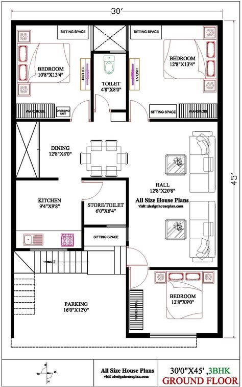 35*45 East Face House Plan, East Facing 3 Bhk House Plan, 3bhk House Plan East Facing, 3bhk House Plan West Facing, 40×45 House Plan, 30x45 West Face House Plans, 33×33 House Plans, 30 X 40 East Facing House Plans, 45×45 House Plan