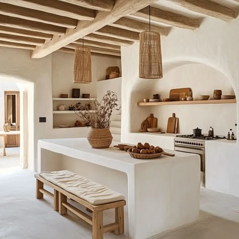 Adobe Style Houses | 29+ Homes That Are Sure to Inspire Casita Guest House Interior Design, Desert Inspired Kitchen, Modern Adobe Interior, Ibiza House Style, Adobe House Design, Tulum Kitchen Design, Adobe Style Homes Interior Design, Pueblo Style Homes Interior, Adobe Interior Design