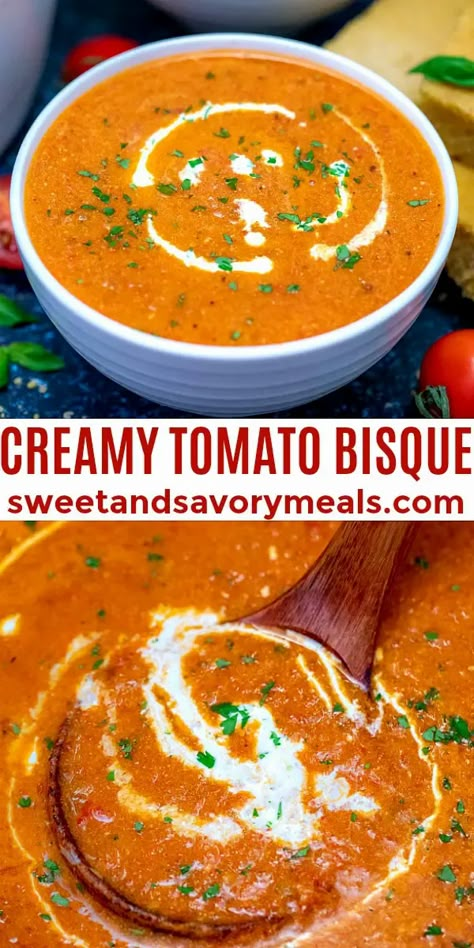 Homemade Tomato Bisque Soup Easy, Tomatoes Bisque Soup, Tomato Parmesan Bisque Soup, Tomato Bisque Soup Fresh Tomatoes, Tomato Bisque Soup Easy, Easy Tomato Bisque Soup, Tomatoe Bisque Soup, Creamy Tomato Bisque, Tomato Bisque Recipe