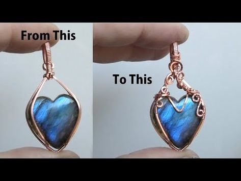 How to Add Embellishments to a Pendant Wire Wrapping Heart Cabpochon Tutorial - YouTube Wire Wrapping Stone Hearts, Diy Wire Wrapped Pendant Tutorial, Wire Wrapped Hearts, Pendant Wire Wrapping, Wire Wrapped Heart Stone, Wire Wrapped Stones, Wire Wrapped Heart, Diy Wire Wrapped Pendant, Wire Wrap Tutorial