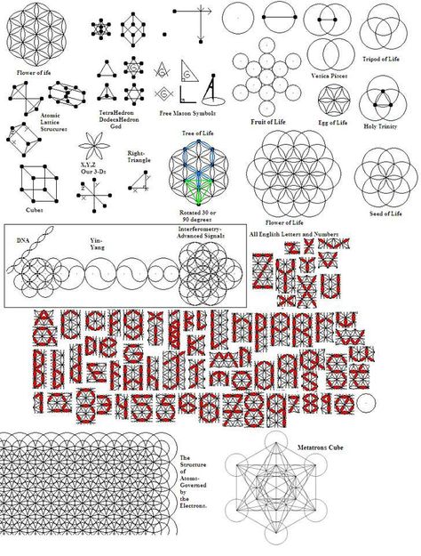 Sacred geometry 101... all the way down to the very structure of the alphabet, numbers, the Yin Yang and DNA as it relates the the universal set of geometries once considered spiritually sacred and now also recognized as the very structure of the fabric of space-time using a different method of knowing: the scientific method. Tree Of Life Geometric Tattoo, Egg Of Life, Tattoo Tools, Scared Geometry, Sacred Geometry Symbols, Metatrons Cube, Seed Of Life, Wayne Dyer, Geometry Art