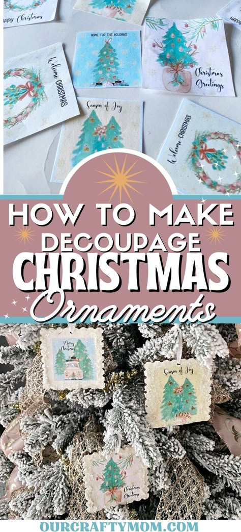 Reverse Decoupage Ornaments, Decoupage Ideas For Christmas, Decoupage Christmas Ornaments Diy, Decopage Ideas Christmas Ornaments, Decoupage Ornaments Xmas, Mod Podge Christmas Ornaments, Decoupage Ornaments Diy, Decoupage Christmas Ideas, Modge Podge Ornaments