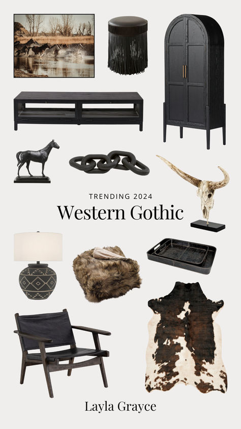 Explore the haunting allure of Western Gothic interiors: where rustic charm meets dark elegance, creating a mysterious and captivating home aesthetic. Edgy Farmhouse Decor, Yallternative Aesthetic Home, Western Goth Aesthetic, Moody Western Aesthetic, Goth Western Aesthetic Home, Subtle Western Home Decor, Dark Western Decor, Gothic Western Decor, Western Grunge Home Decor