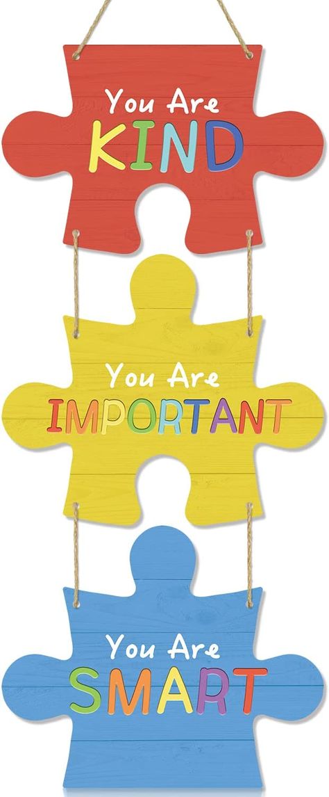 IARTTOP You Are Important Motivational Wood Hanging Wall Art,You Are Smart Positive Quotes Wall Decor for Kids,3 Pieces Colorful Jigsaw Puzzle Wooden Plaque,You Are Kind Inspirational Quote Wood Sign for School Classroom Home Decor School Wall Art Ideas Classroom, Classroom Rules Decoration, School Wall Art Ideas, Puzzle Quotes, School Board Decoration, Classroom Wall Decor, Preschool Classroom Decor, School Wall Art, Classroom Quotes