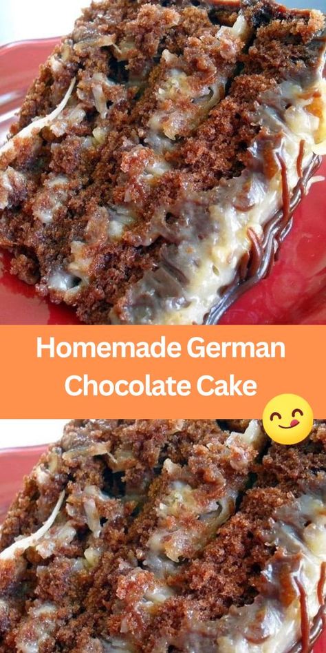 Chocolate Desserts Easy, Desserts Easy 3 Ingredients, Homemade German Chocolate Cake, German Chocolate Cake Recipe, Chocolate Cake From Scratch, Coconut Pecan Frosting, Cake Recipes From Scratch, German Chocolate Cake, Moist Chocolate Cake