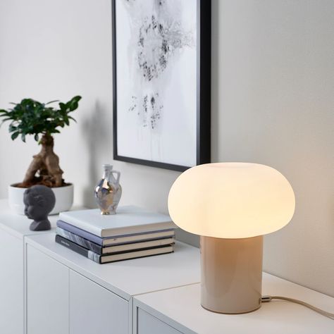 DEJSA Table lamp with LED bulb, beige/opal glass, 11" - IKEA Bedside Lamps Ikea, Ikea Table Lamp, Ikea Lamp, Table Ikea, Large Table Lamps, Indoor Lamp, Smart Light Bulbs, Decorative Table Lamps, Ikea Family