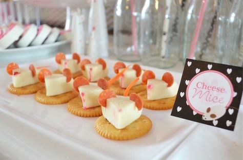 Mice cheese & cracker bites from a Kitty Cat Birthday Party on Kara's Party Ideas | KarasPartyIdeas.com (24) Cat Themed Birthday Party Treats, Kitten Party Food, Kitty Cat Birthday Party Ideas, Cat Birthday Party Ideas, Kitty Cat Birthday Party, Kitty Cat Party, Cat Tea Party, Cats Pajamas, Cat Themed Parties