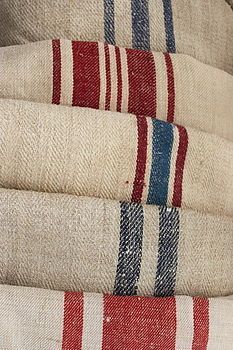 Drop Cloth Projects, Linen Stripes, Vintage Grain Sack, Cloth Curtains, Grain Sack Fabric, Drop Cloth Curtains, French Fabric, Kitchen Door, Grain Sack