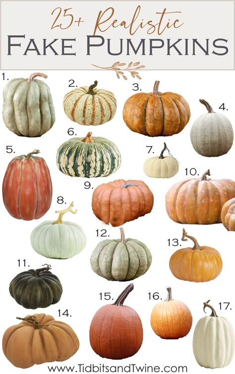 Faux Pumpkins Outdoor, Realistic Fake Pumpkins, Fall Pumpkins Aesthetic, Pumpkin Gourds Fall Decorating, Fall Decor With Pumpkins, Decorative Pumpkin, Real Pumpkins, Fake Pumpkins Outside, Faux Pumpkin Decor