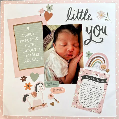 Boho Baby Simple Stories, Simple Stories Boho Baby Scrapbook Layouts, Scrapbook For Baby Girl, Birth Scrapbook Ideas, Scrapbook Ideas For Baby Girl, Baby Girl Scrapbook Ideas, Boho Scrapbooking Ideas, First Year Scrapbook Ideas Baby, Baby Scrapbook Page Ideas