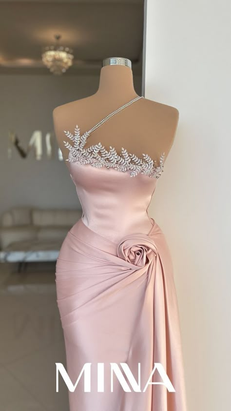 Minna Fashion, Dinner Gowns, Pink Satin Dress, High Fashion Dresses, Classy Prom Dresses, Exquisite Gowns, Stunning Prom Dresses, Prom Dress Inspiration, Pretty Prom Dresses