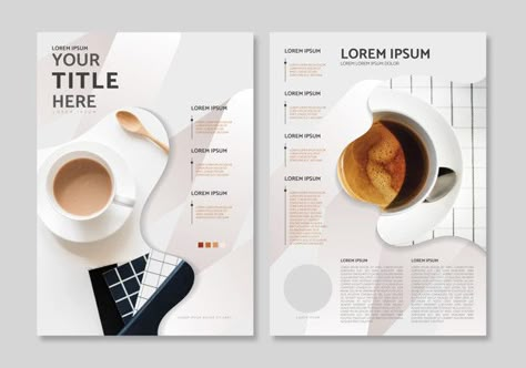 Magazine layout template Free Vector | Free Vector #Freepik #vector #freebrochure #freeposter #freemockup #freefood Coffee Pamphlet Design, Coffee Layout Design, Poster Text Design, Coffee Poster Design Ideas, Coffee Flyer Design, Cafe Poster Design, Coffee Layout, Menu Coffee Shop, Kaffe Station