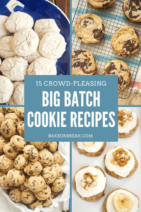 When only lots and lots of cookies will do, these big batch cookie recipes are just what you need. With lots of variety, you're sure to find just the cookie to suit your cookie-loving crowd! Big Batch Christmas Cookies, Bake Sale Cookies, Cherry Oatmeal Cookies, Monster Cookies Recipe, Mini Chocolate Chip Cookies, Easy Christmas Cookie Recipes, Cookie Recipes Homemade, Big Cookie, Gourmet Cookies