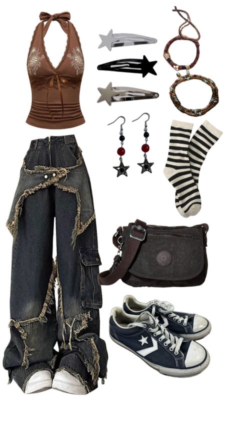 Grunge Brown Aesthetic, Soft Grunge Outfits Aesthetic, Brown Y2k Outfit, Boho Grunge Outfits, Brown Aesthetic Outfit, Soft Grunge Outfits, Vintage Outfits 90s, Estilo Indie, Earthy Outfits