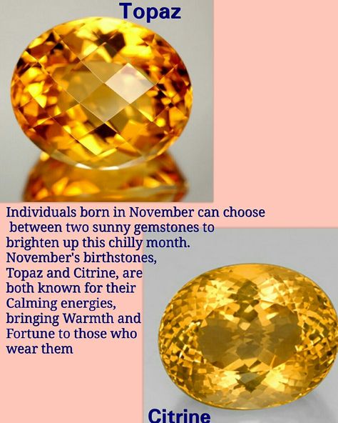 Did you know?.. Individuals born in November can choose between two sunny gemstones to brighten up this chilly month. November’s birthstones, topaz and citrine, are both known for their calming energies, bringing warmth and fortune to those who wear them. Topaz Citrine Ring, November Birthstone Ring Topaz, November Gemstone, November Things, November Stone, Birthstones Meanings, Earth Medicine, Topaz And Citrine, Born In November