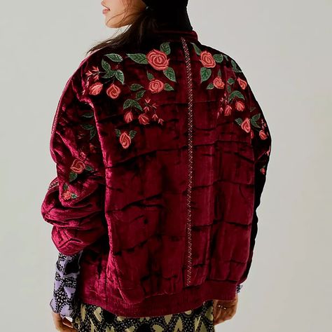 Free People Dropped a Collab With Anna Sui, and the Best Pieces Are Already Disappearing | Glamour Velvet Embroidery, Cool Coats, Quilt Jacket, Embroidery Floral, Free People Jacket, Anna Sui, Jacket Brands, Creative Kids, Quilted Jacket