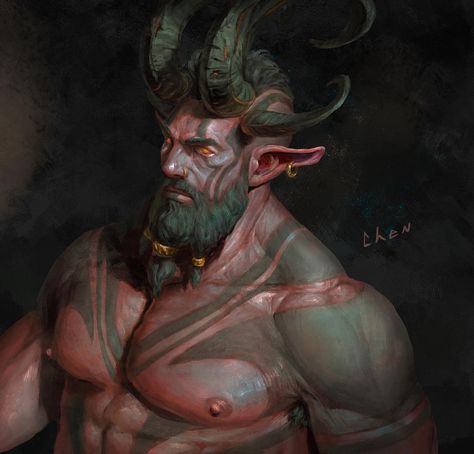 Portrait by Chen0924 on DeviantArt Tiefling Character Design Male, Barbarian Dnd, Myths & Monsters, Circus Art, Cartoon Profile Pictures, Art Gallery Wallpaper, Fantasy Male, Modern Fantasy, God Art