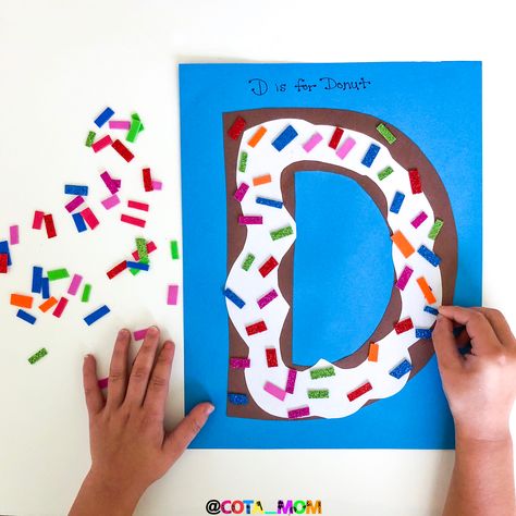 Fun craft to practice the letter “D” Letter D Preschool Craft, D Is For Donut, Letter H Crafts, Letter C Crafts, Letter D Crafts, Preschool Letter Crafts, Prek Crafts, Alphabet Crafts Preschool, Abc Crafts