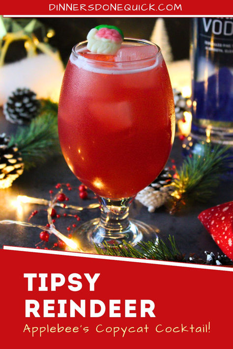 Bring the holiday cheer with this Tipsy Reindeer Cocktail, a festive Applebee's copycat recipe that's a must-try for your next Christmas party! 🍹 This easy-to-make vodka holiday drink is perfect for entertaining. Whether you're hosting a cozy night in or a big holiday gathering, this Christmas cocktail is guaranteed to impress. Save this recipe for your holiday party drinks, and don't forget to share it with friends! 🎄✨ #ChristmasCocktail #HolidayDrinks #VodkaCocktails #EasyCocktailRecipes Christmas Wine Drink Holiday Cocktails, Drunk Reindeer Cocktail, Reindeer Drinks Christmas, Easy Liquor Drinks, Christmas Ornament Drink Recipe, 3 Ingredient Holiday Cocktails, Xmas Drink Ideas, Drunken Reindeer Drink, Tipsy Elf Cocktail