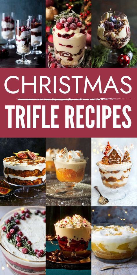 Christmas Trifle Recipes Christmas Dessert Truffle Bowl, Fruit Triffle Desserts, Christmas Dessert Trifle Easy Recipes, Classic Trifle Recipes, Chocolate Raspberry Trifle Recipes, Triffle Recipes Holiday, Trifle Dish Desserts, Christmas Poeding Ideas, Triffle Desserts Easy Christmas