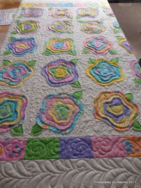 Threadtales - The stuff of Life (and Quilts!) | Ancora Imparo (I am still learning) | Page 22 Rag Flower Quilt, French Roses Quilt, Rose Quilts, Roses Quilt, French Roses, I Am Still Learning, Girl Quilts Patterns, Shabby Chic Quilts, Homemade Quilts