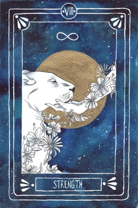 Strength Tarot Card, Tarot Card Artwork, Strength Card, Tarot Illustration, Tarot Cards Art Illustration, Leo Tarot, Strength Tarot, Unique Tarot Decks, Tarot Design