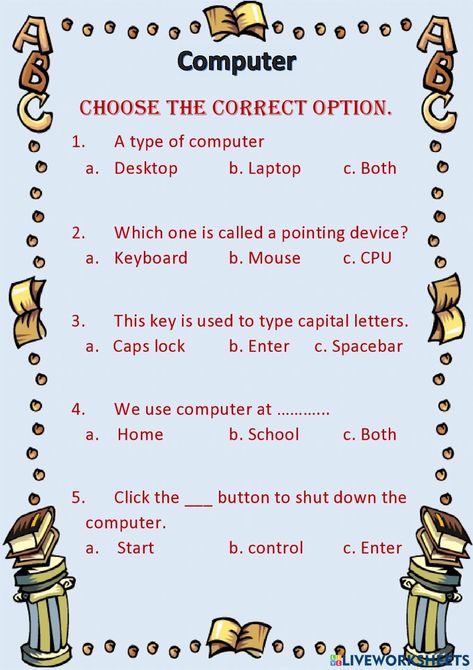 Computer Worksheet, Food Pyramid Kids, 3rd Grade Reading Comprehension Worksheets, Basics Of Computer, Computer Exam, 3rd Grade Reading Comprehension, Curriculum Template, Computer Lab Lessons, Worksheet For Class 2