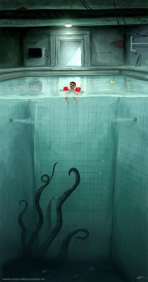 Giant Tentacles, Art Sinistre, Scary Ocean, Creepy Images, Sea Monsters, Creepy Art, Scary Art, Shower Remodel, Arte Fantasy