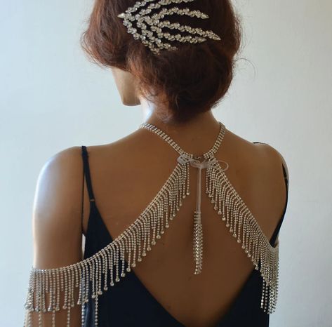 Wedding Shoulder Jewelry Rhinestone Bridal Shoulder Necklace | Etsy Shoulder Jewellery, Necklace For Bride, Rehearsal Dinner Outfit, Bridesmaid Belt, Wedding Accessories For Bride, Bride Hair Piece, Flower Hair Accessories Wedding, Rehearsal Dinner Outfits, Shoulder Jewelry