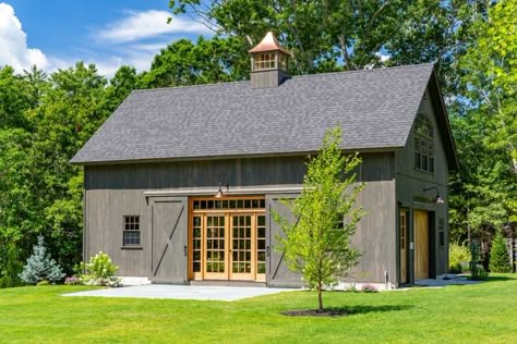 Barn Home Interiors, Party Barn Floor Plans, Metal Barns Exterior, Barn Colors Exterior, Barn Landscaping Ideas, Barn Ideas Buildings, Party Barn Ideas, Wooded Gardens, Barn With Living Quarters Upstairs