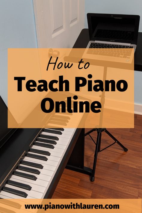 Here are some tips on how to teach piano lessons online. Teaching piano lessons online is becoming an essential skill for teachers. This post includes a free download guide for students and parents to get set up for online piano lessons. Piano Lessons For Kids, Learn To Play Piano, Piano Pedagogy, Keyboard Lessons, Piano Classes, Piano Teaching Resources, Music Teaching Ideas, Online Piano Lessons, Music Teaching Resources