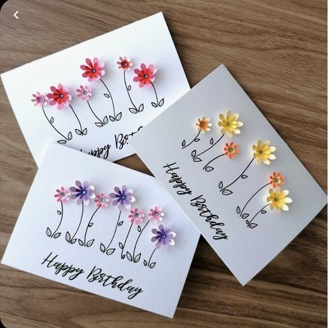 Cards With Flowers, Daisy Cards, Birthday Card Craft, Homemade Birthday Cards, Quilling Cards, 3d Cards, Birthday Cards Diy, Special Cards, Handmade Birthday Cards