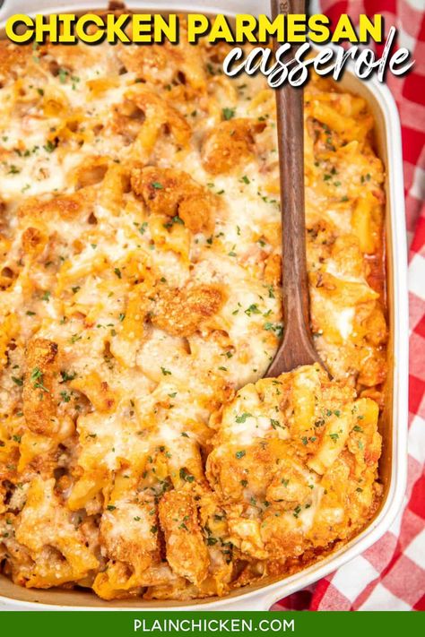 Chicken Parmesan Casserole Chicken Tender Pasta, Recipes With Cooked Chicken, Parm Chicken Casserole, Chicken Parmasan, Healthy Chicken Parm Casserole, Chicken Parmesan Casserole Eating Well, Chicken Parmesan Casserole Recipe, Chicken Parmesean Casserole, Italian Casseroles